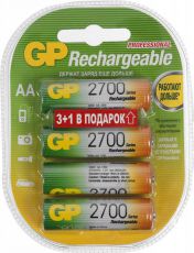 Аккумулятор (батарейный блок) для фотокамеры GP Rechargeable NiMH 270AAHC3/1 (3+1) 2700mAh AA (4шт. уп)